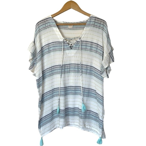 Surf Gypsy Metallic Stripe Swim Cover Dress Size M - Picture 1 of 11